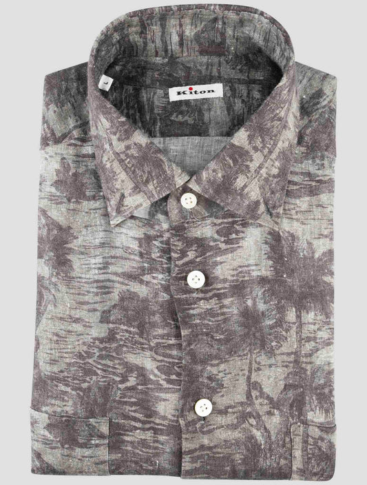Kiton Gray Linen Shirt