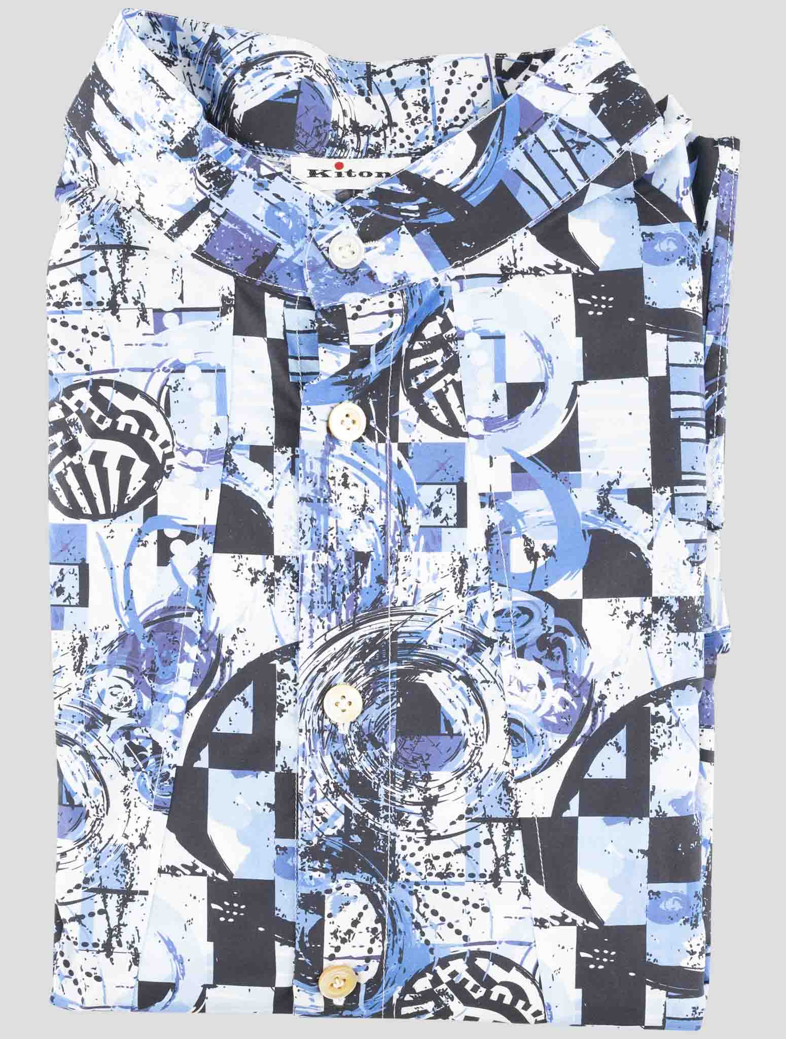 Kiton Blue Cotton Shirt