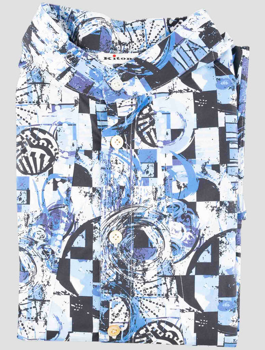 Kiton Blue Cotton Shirt