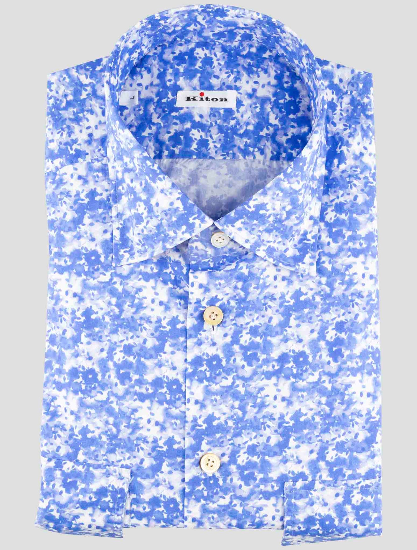 Kiton Blue Cotton Shirt