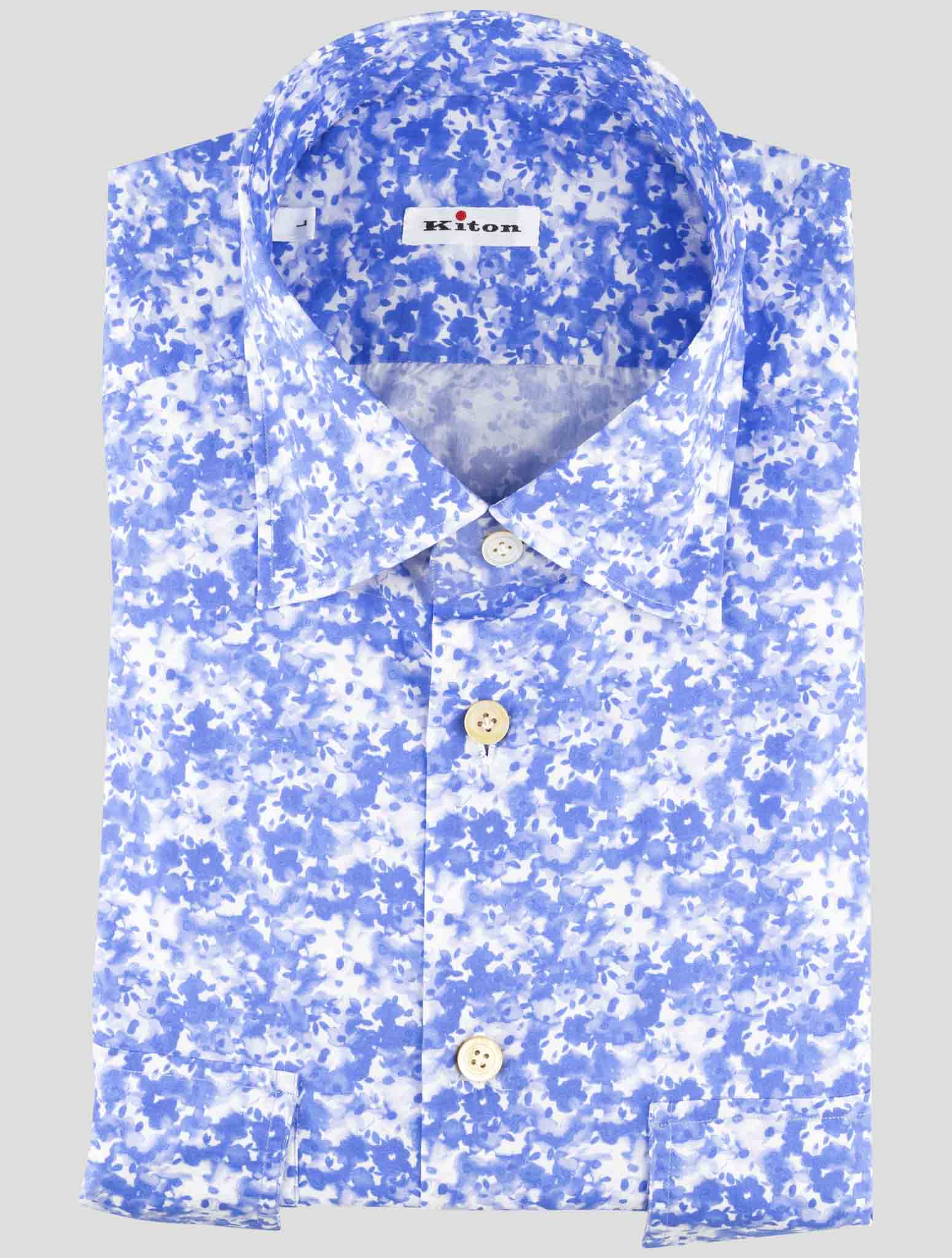 Kiton Blue Cotton Shirt