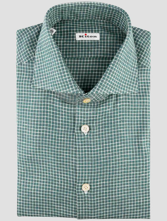Kiton Green Linen Ea Pl Shirt