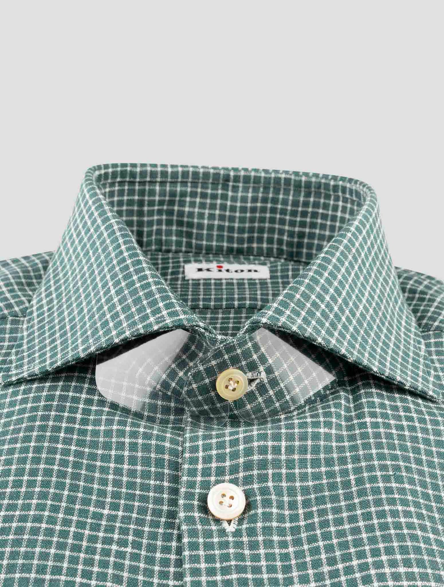 Kiton Green Linen Ea Pl Shirt