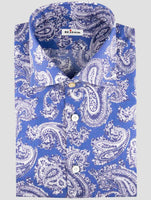 Kiton Blue White Cotton Shirt