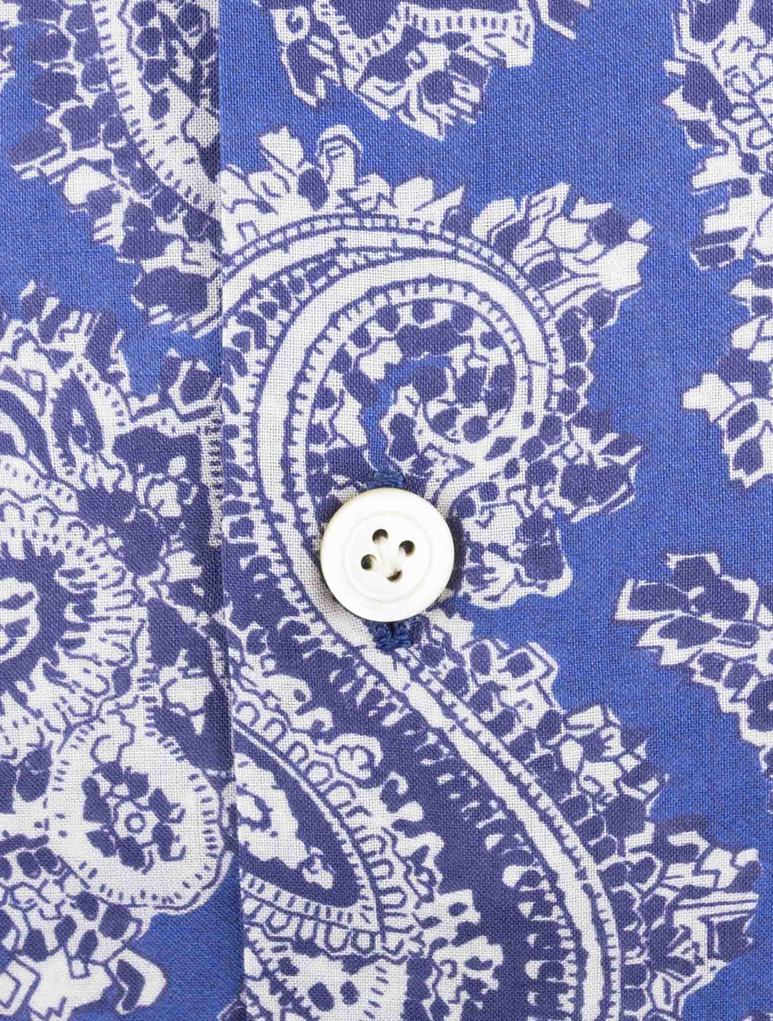 Kiton Blue White Cotton Shirt