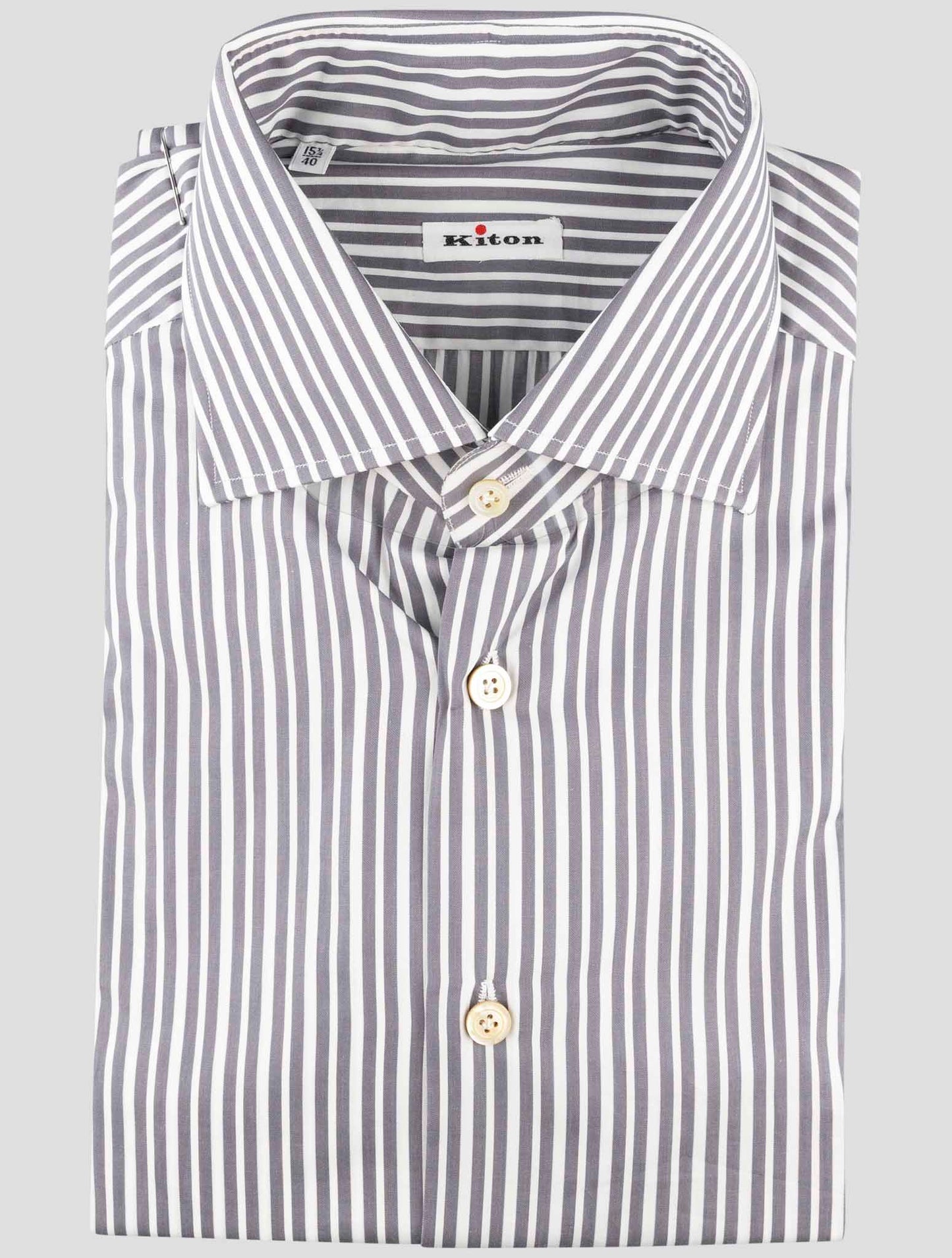 Kiton Blue White Cotton Shirt