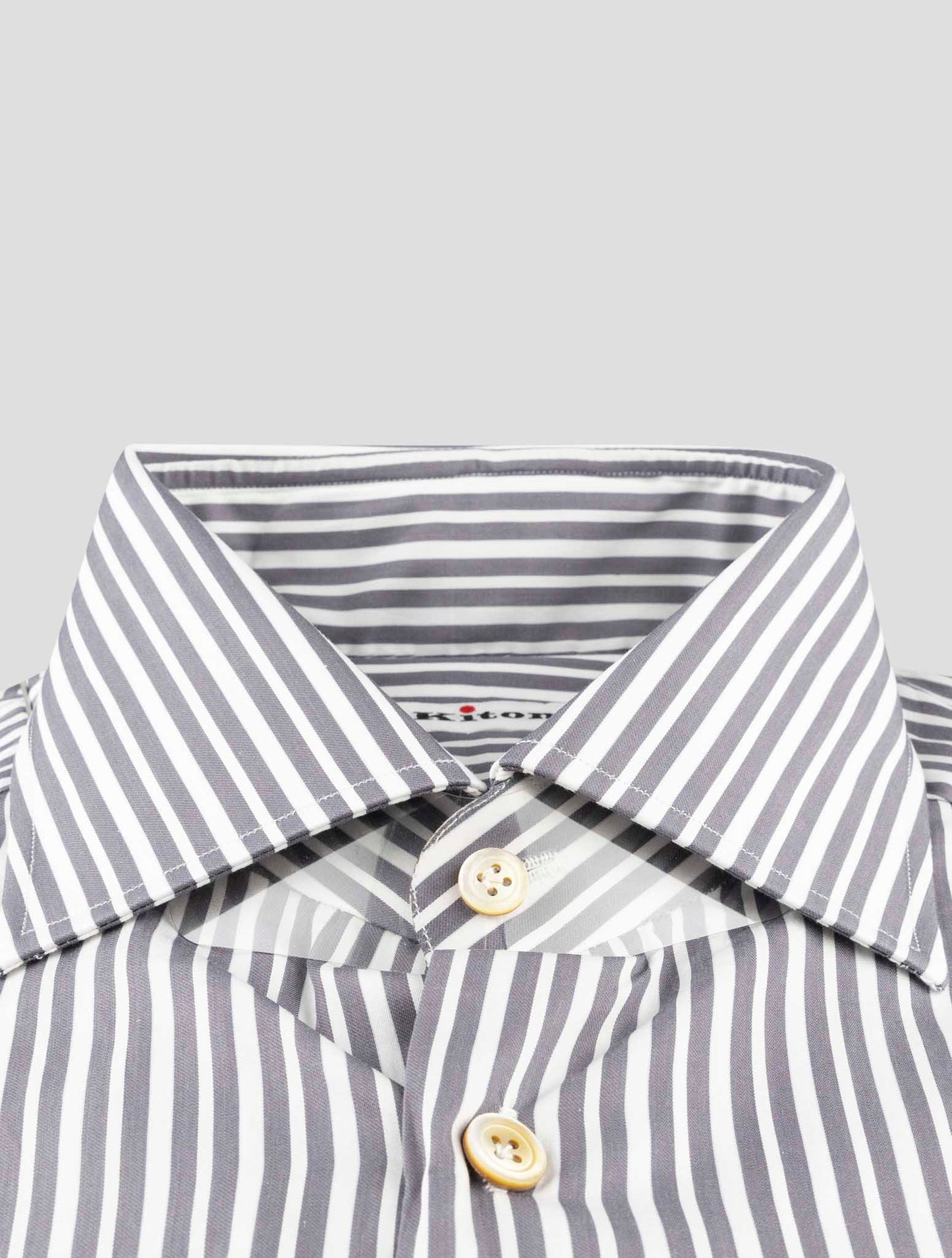 Kiton Blue White Cotton Shirt