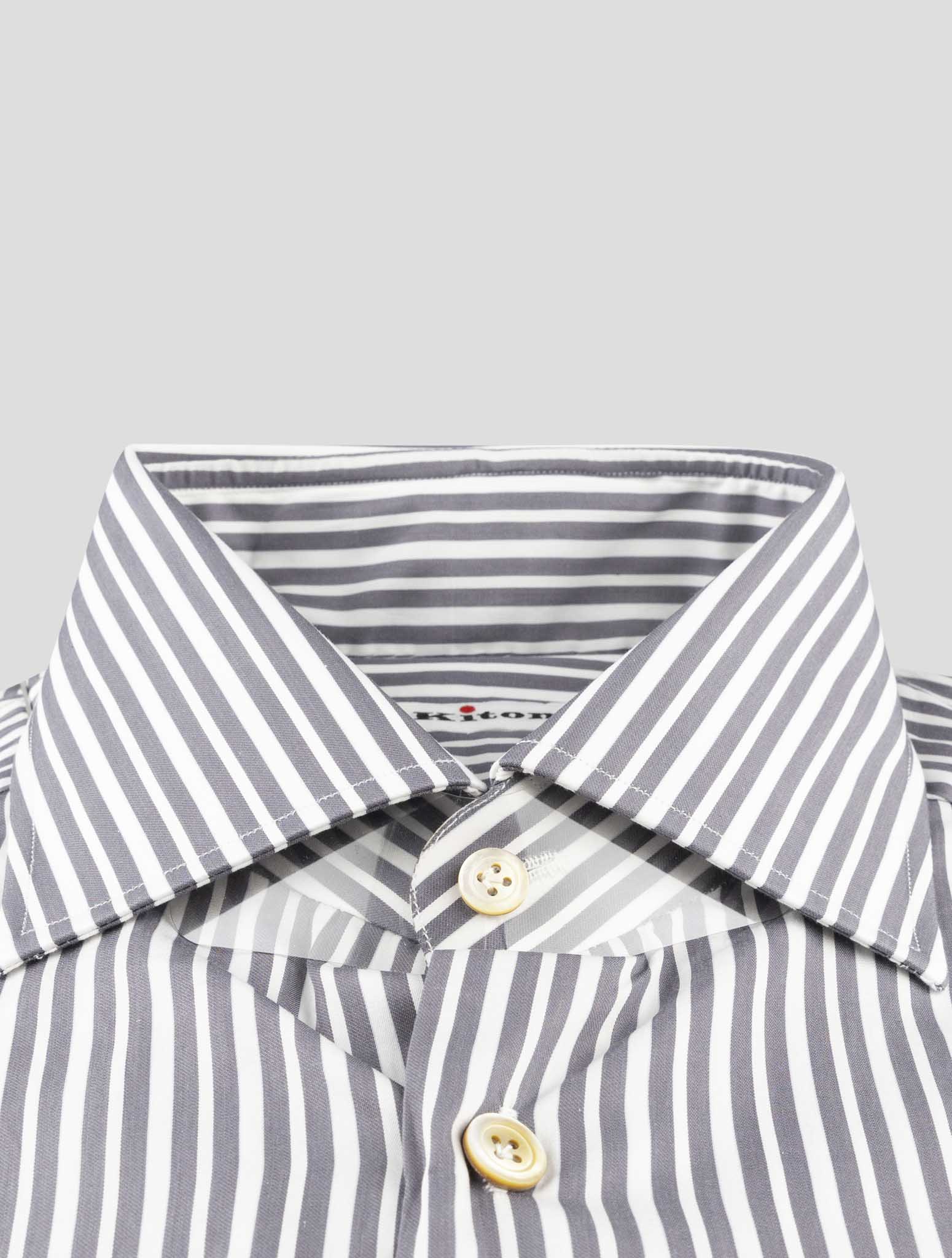 Kiton Blue White Cotton Shirt
