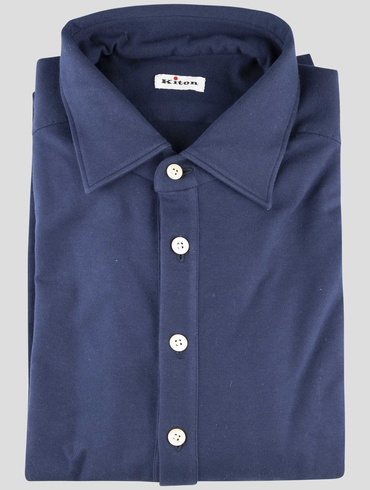 Kiton Blue Cotton Ea Shirt