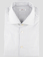 Kiton Gray White Cotton Shirt