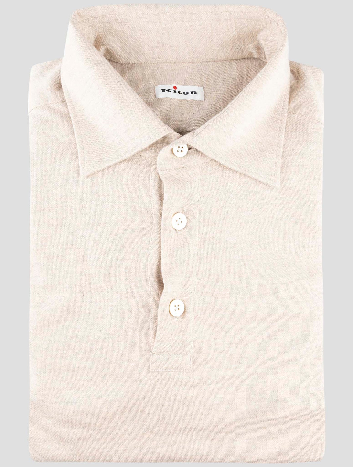 Kiton Beige Cotton Cashmere Sweater Polo