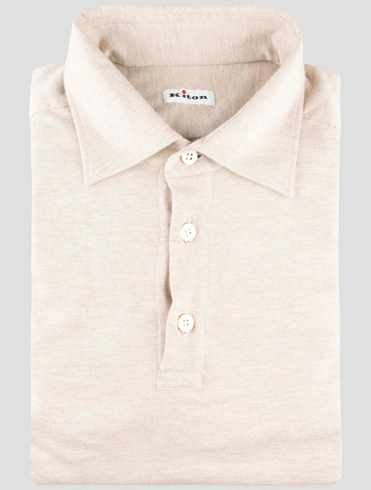 Kiton Beige Cotton Cashmere Sweater Polo