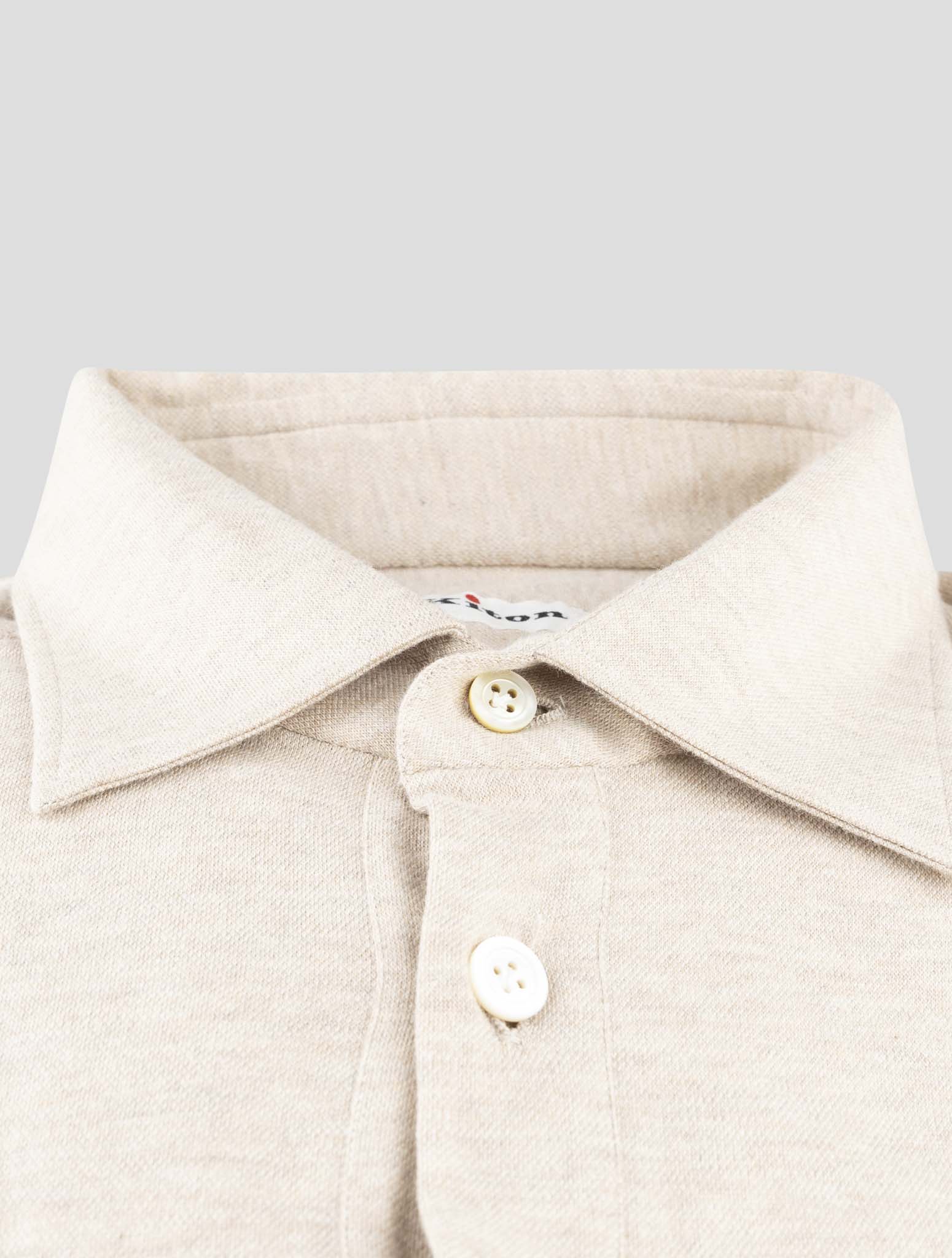 Kiton Beige Cotton Cashmere Sweater Polo