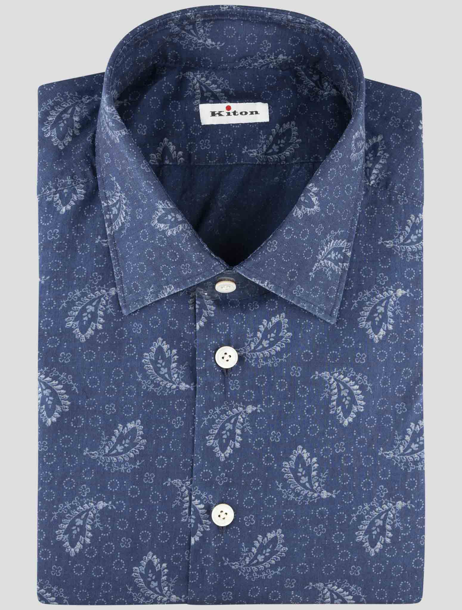 Kiton Blue Cotton Shirt