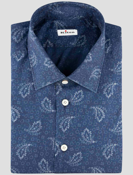 Kiton Blue Cotton Shirt