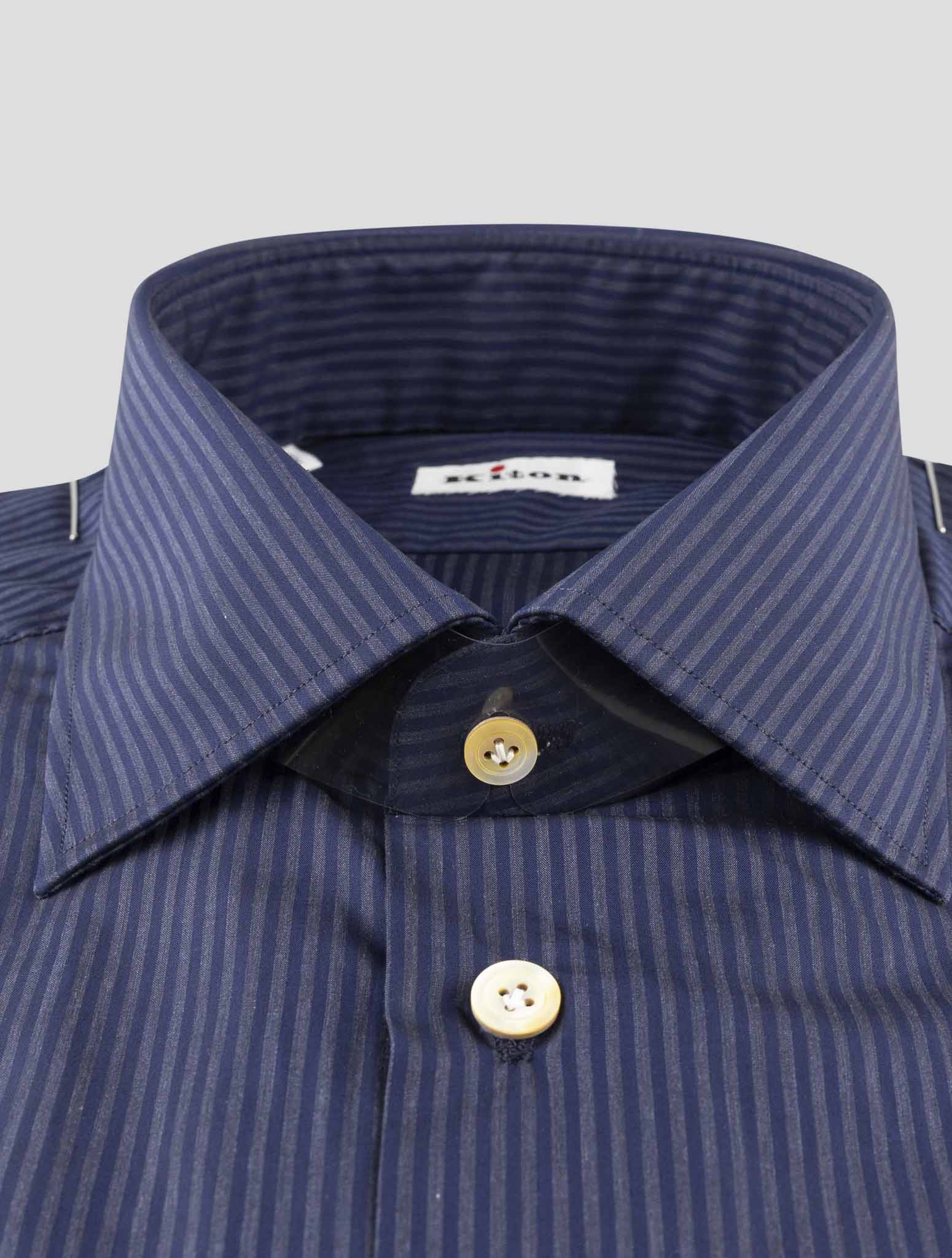 Kiton Blue Gray Cotton Shirt