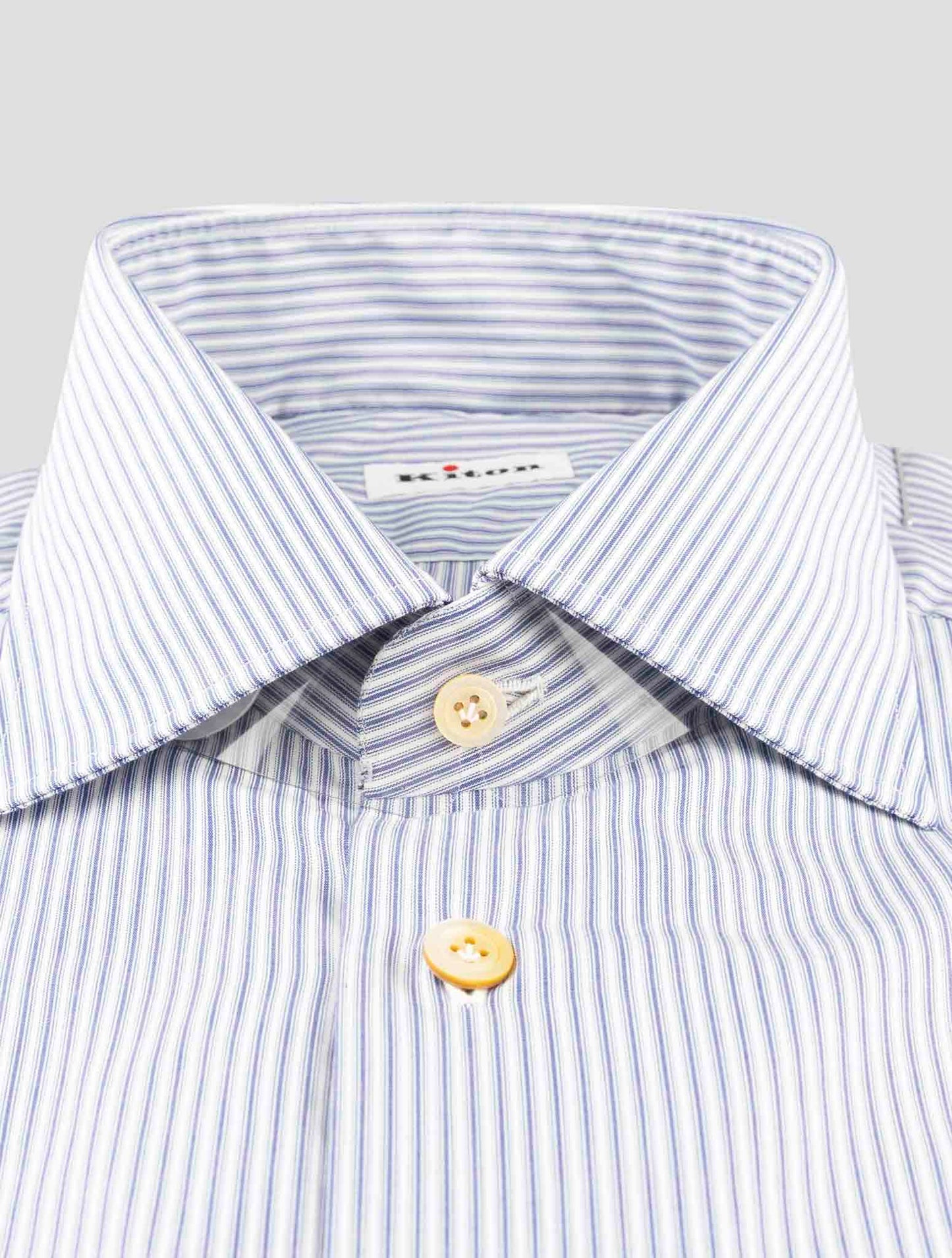 Kiton Blue White Cotton Shirt