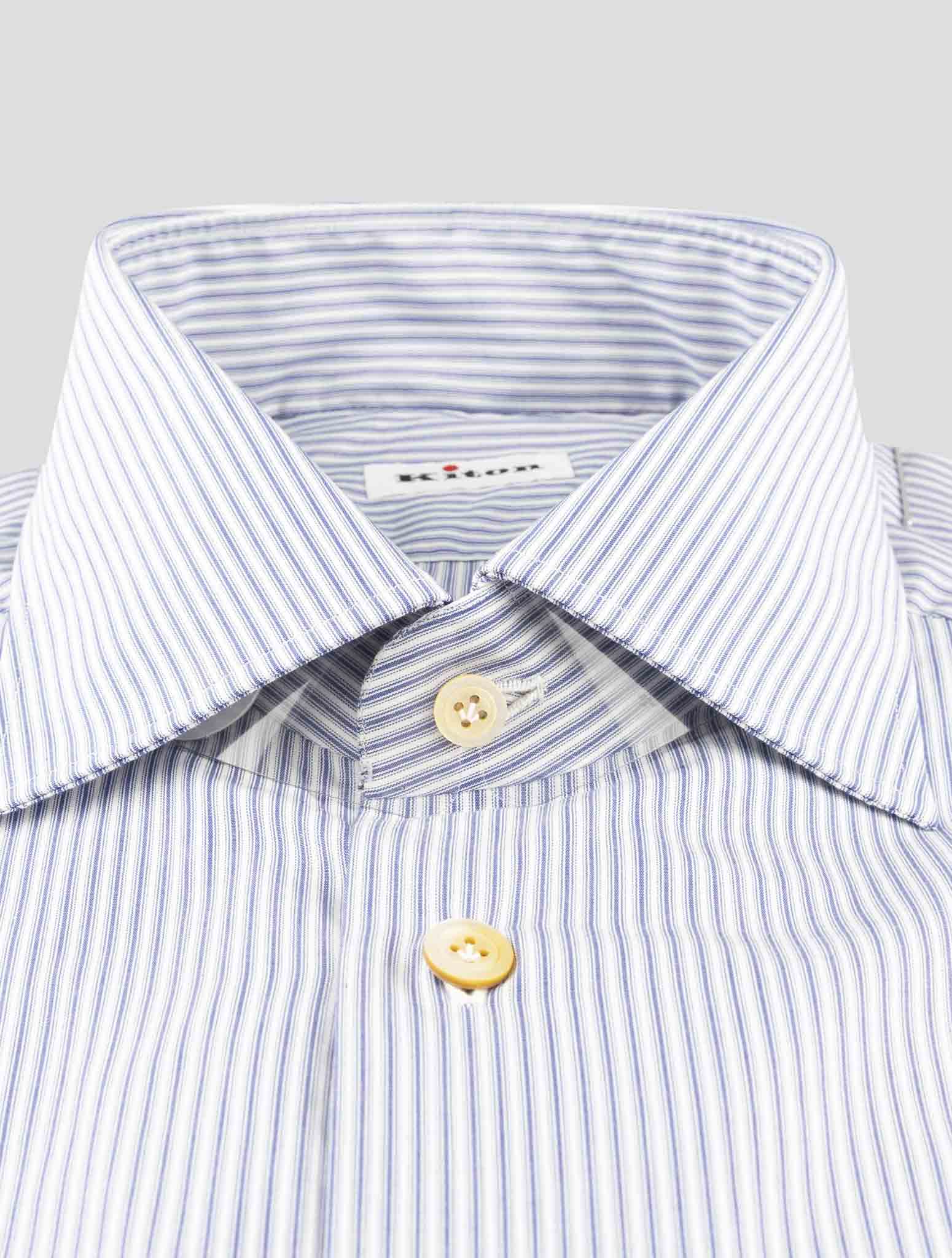 Kiton Blue White Cotton Shirt