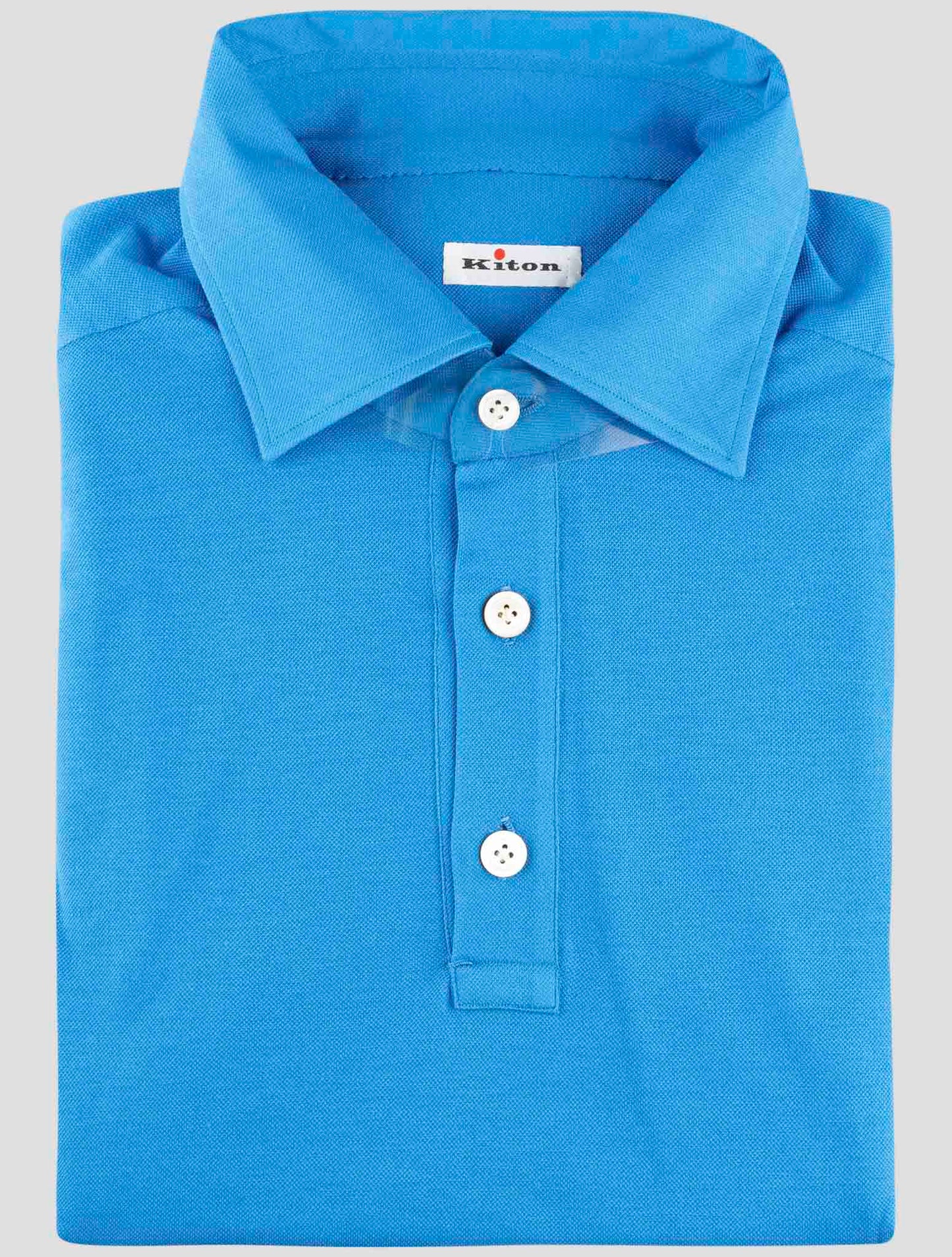 Kiton Blue Cotton Polo