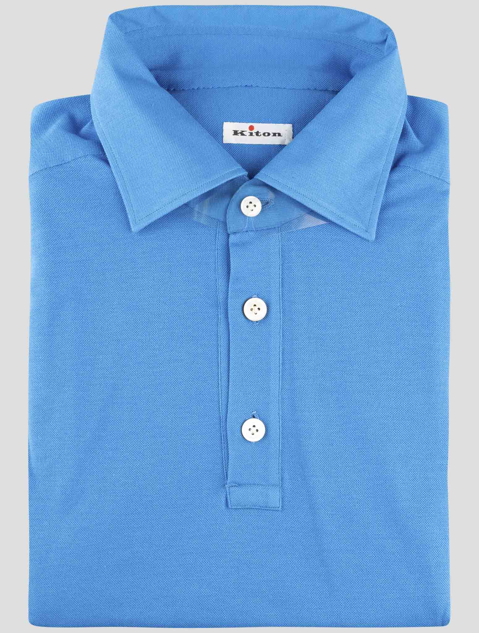 Kiton Blue Cotton Polo