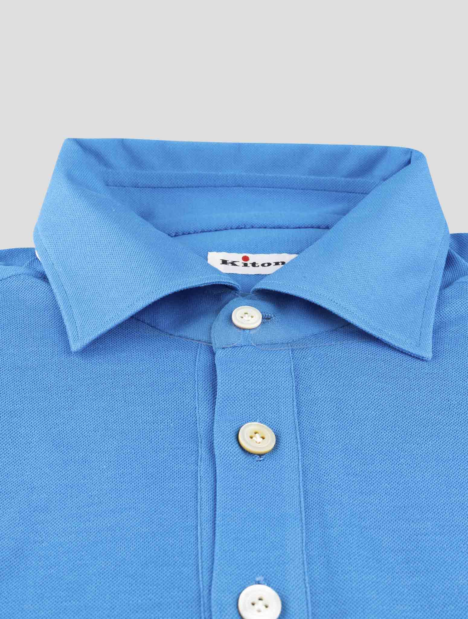 Kiton Blue Cotton Polo
