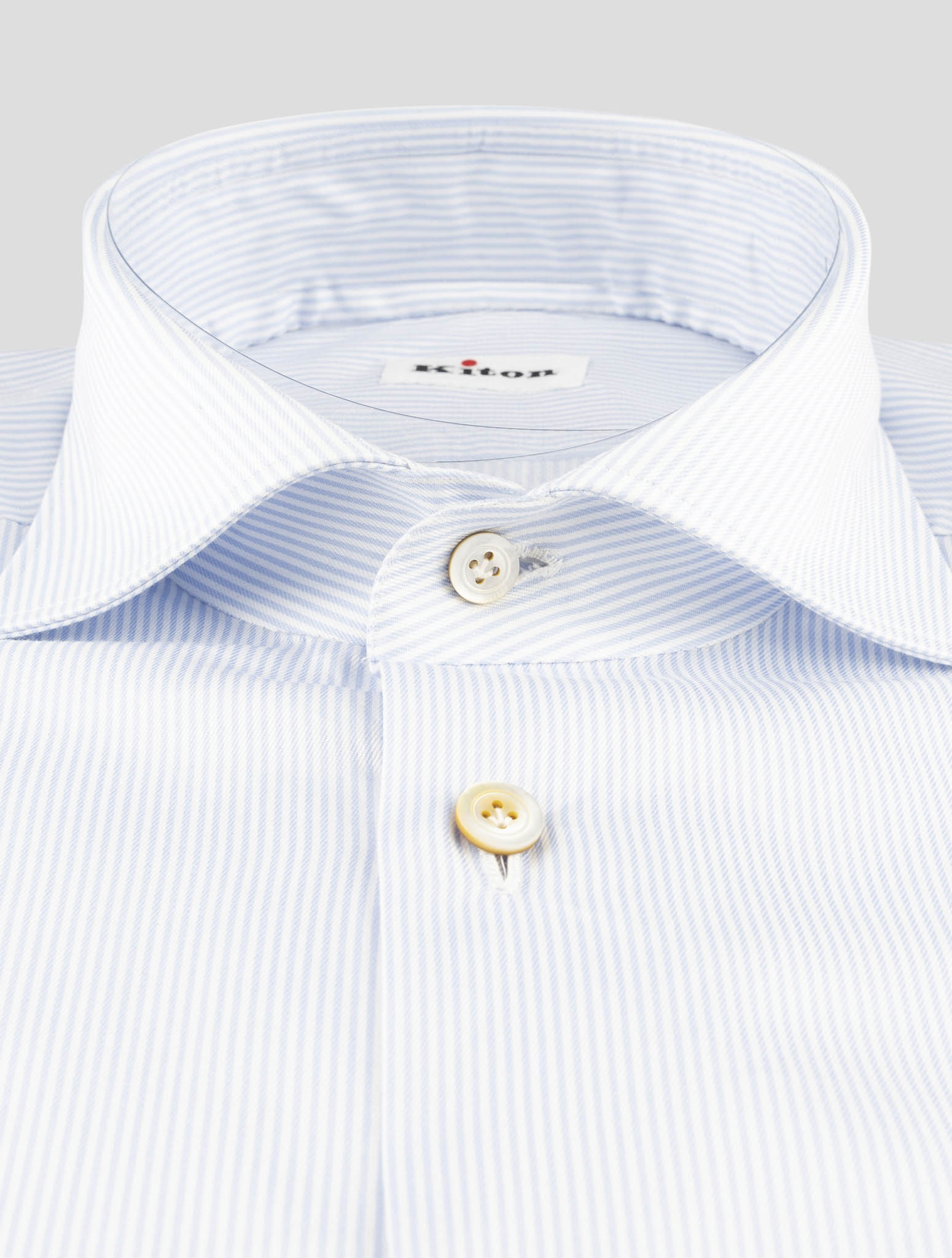 Kiton Blue White Cotton Shirt