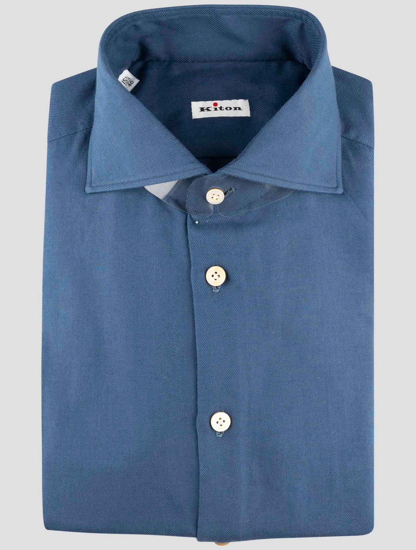 Kiton Blue Cotton Cashmere Shirt