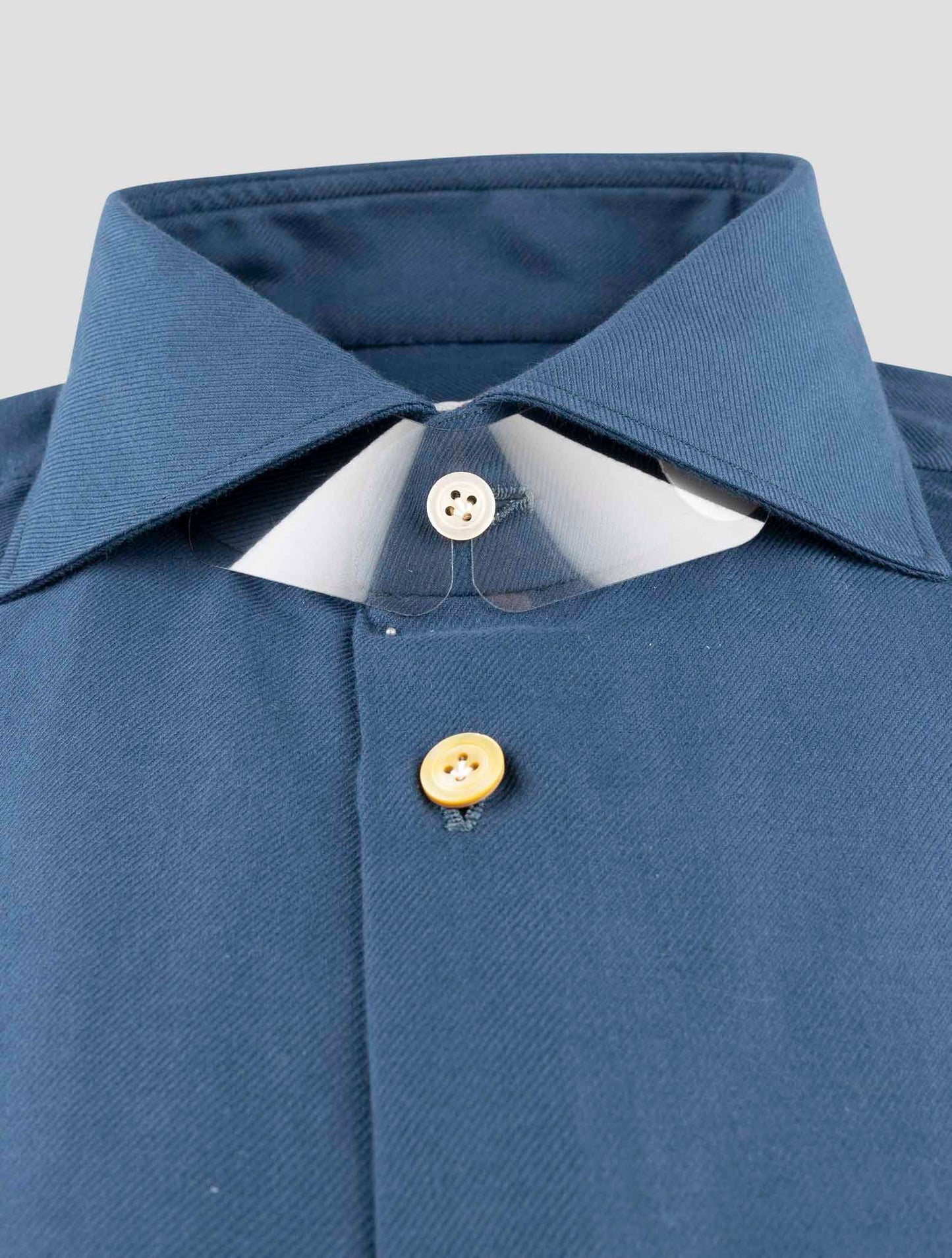 Kiton Blue Cotton Cashmere Shirt