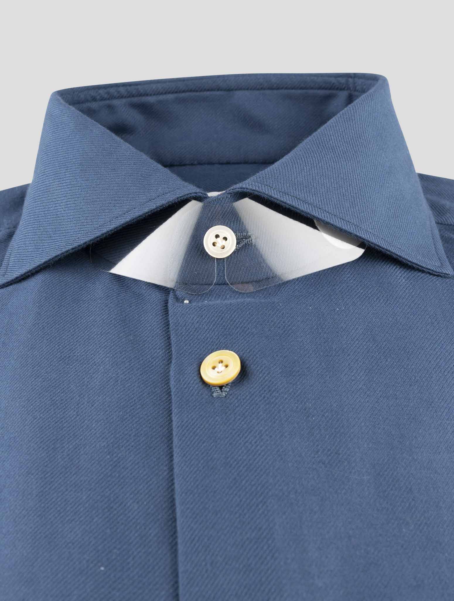 Kiton Blue Cotton Cashmere Shirt