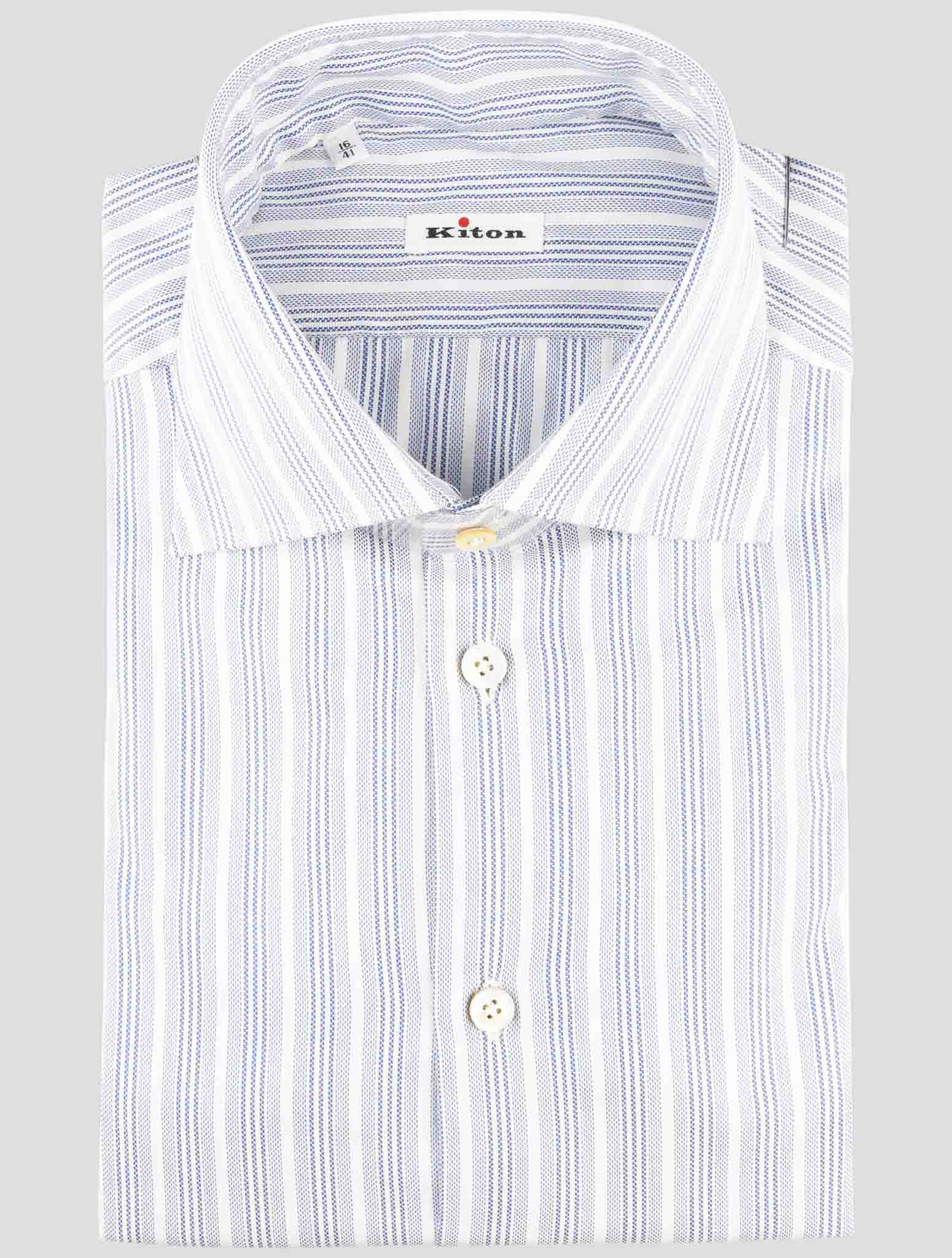 Kiton Light Blue White Cotton Shirt