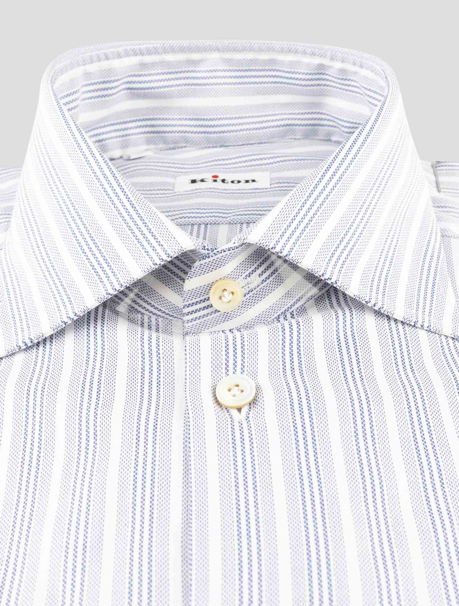 Kiton Light Blue White Cotton Shirt