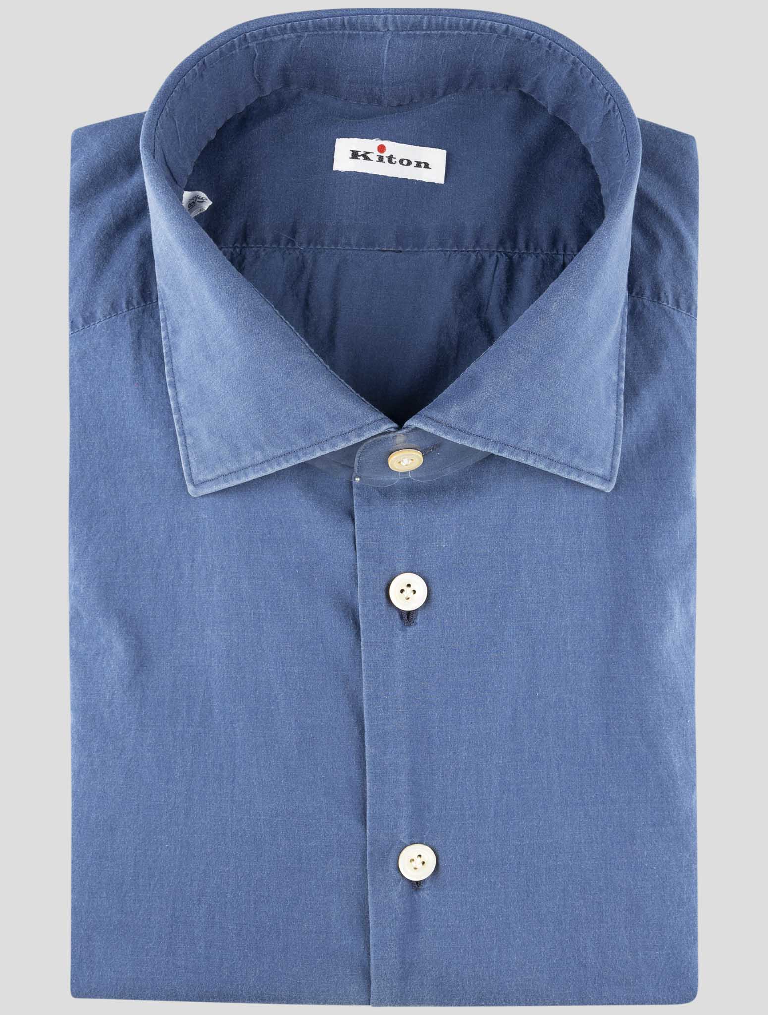 Kiton Blue Cotton Shirt
