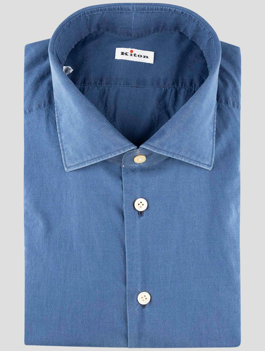 Kiton Blue Cotton Shirt