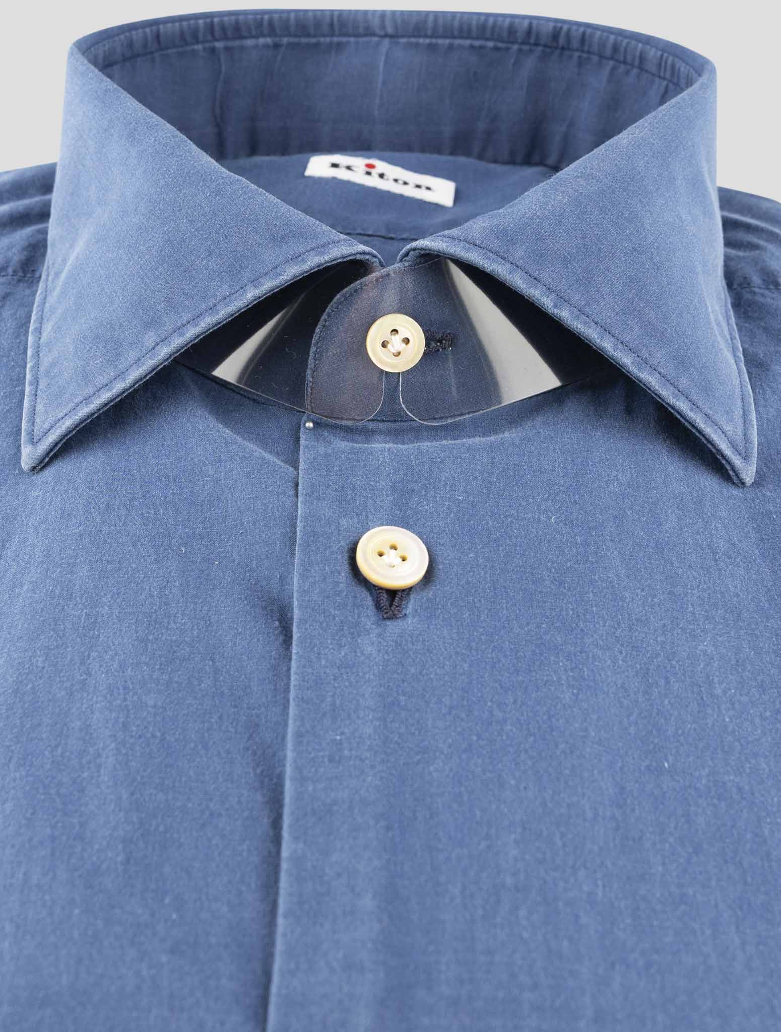 Kiton Blue Cotton Shirt