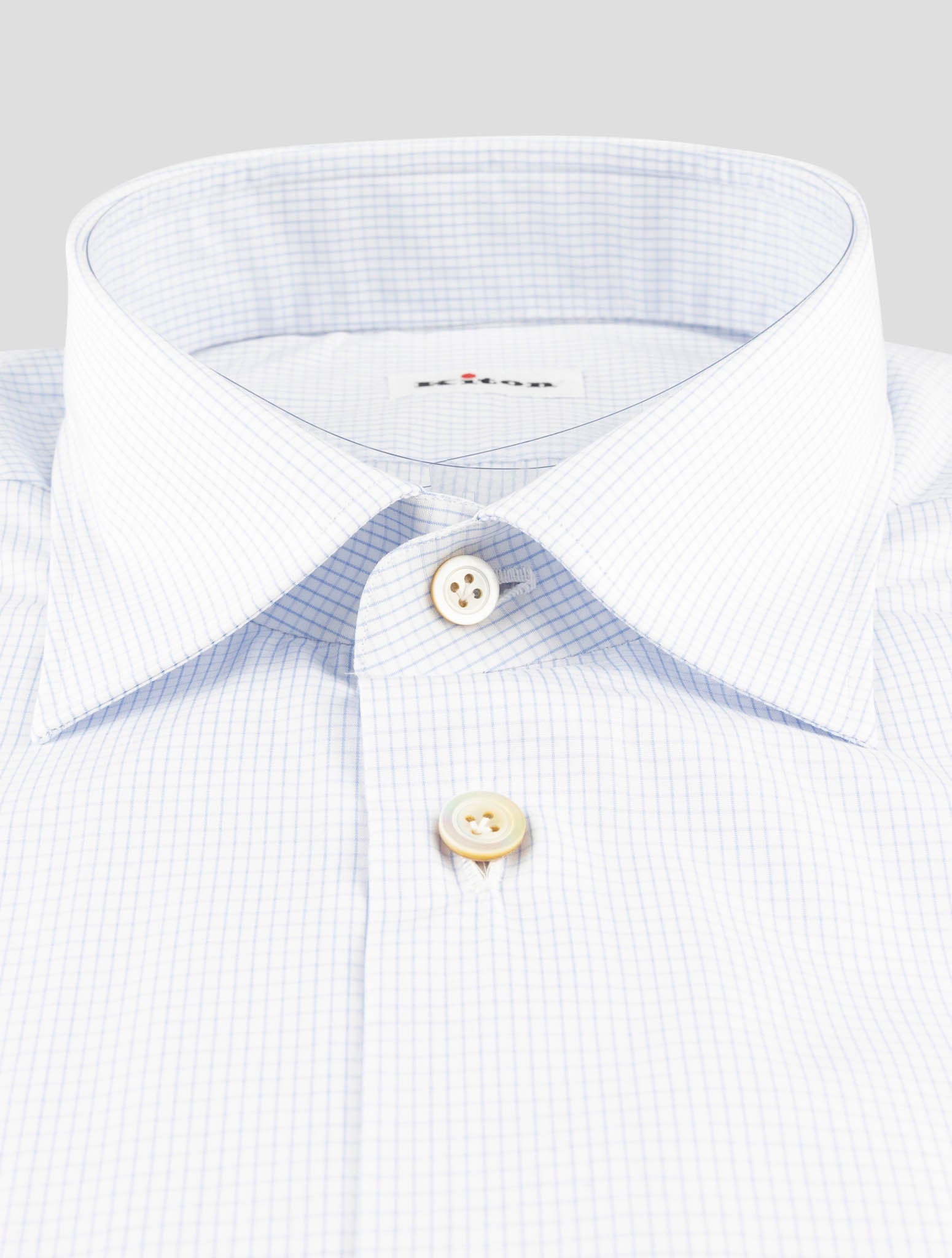 Kiton Light Blue White Cotton Shirt