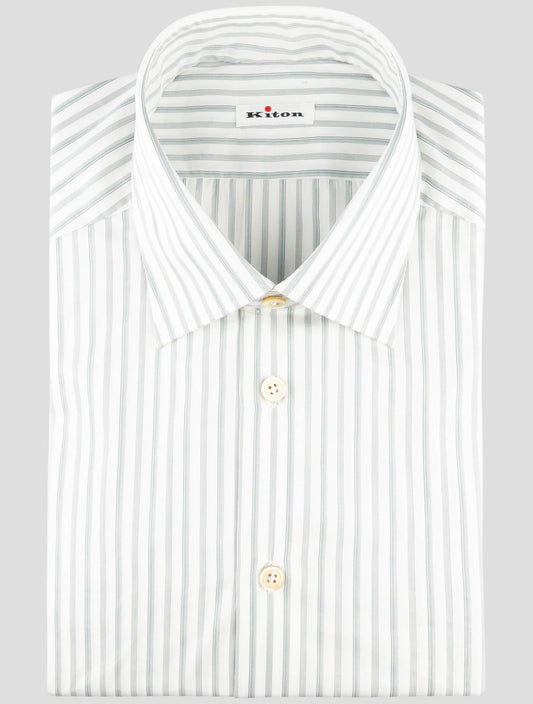 Kiton White Gray Cotton Shirt
