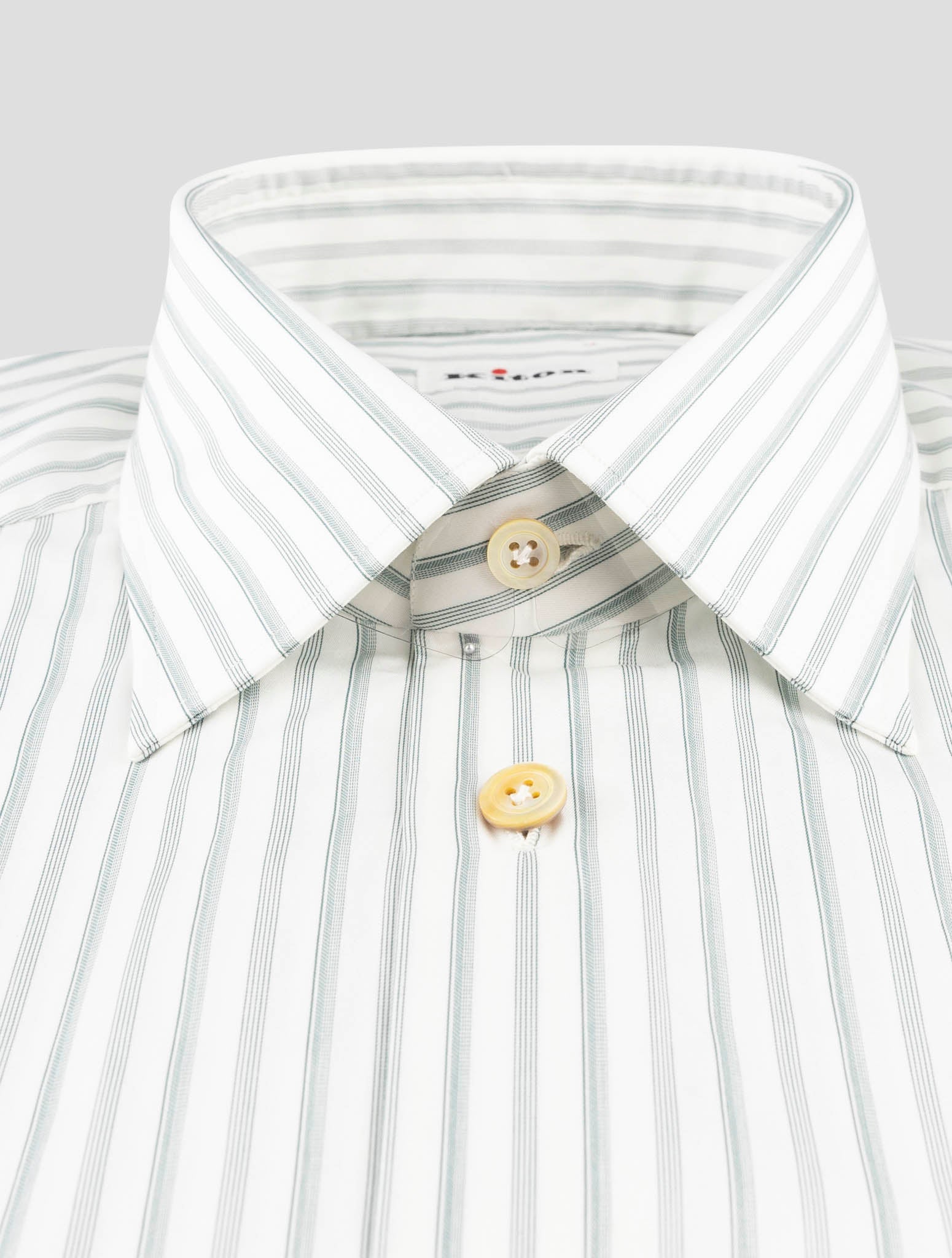 Kiton White Gray Cotton Shirt