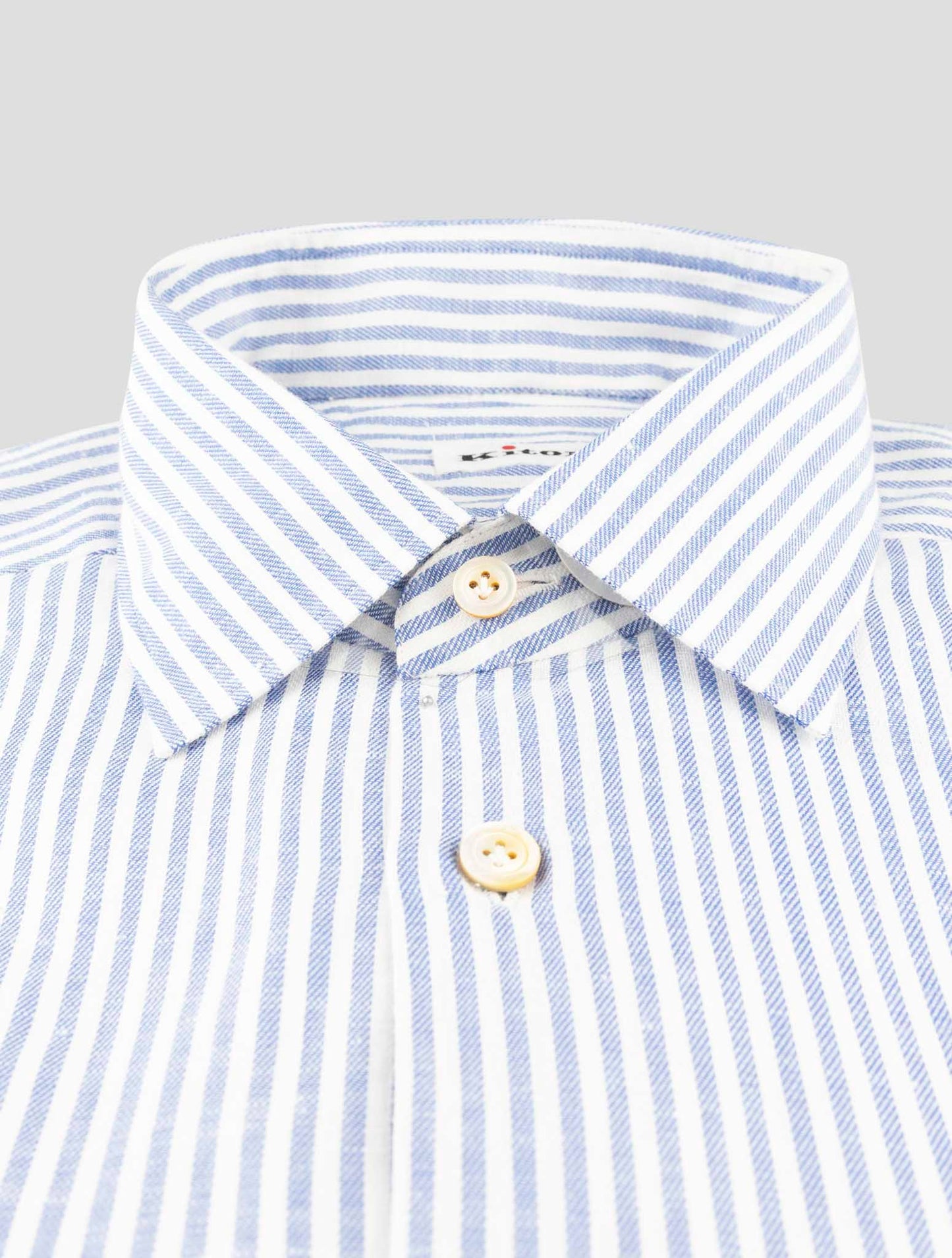 Kiton Light Blue White Cotton Shirt