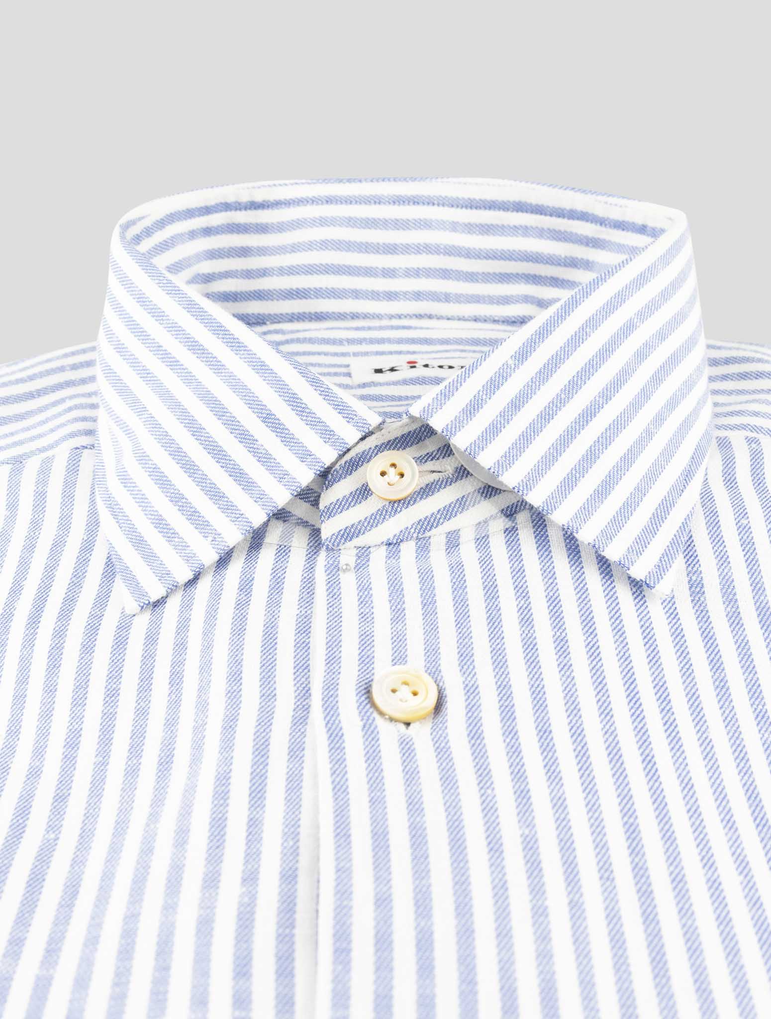 Kiton Light Blue White Cotton Shirt