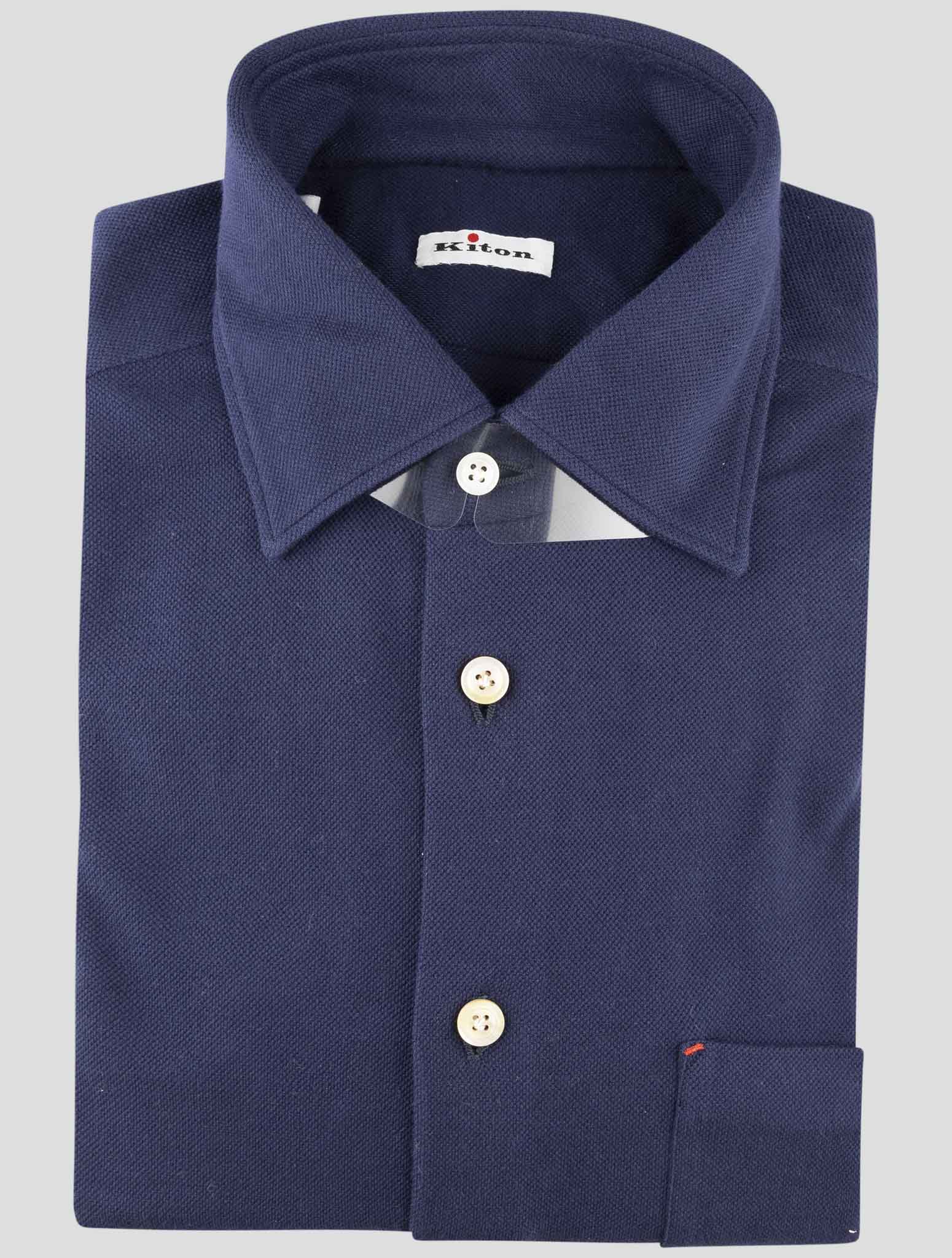 Kiton Blue Cotton Shirt