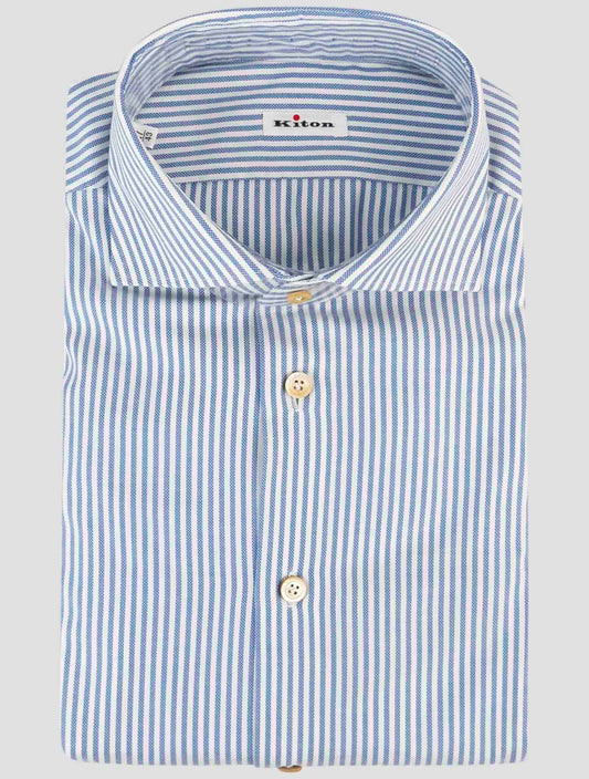 Kiton Light Blue White Cotton Shirt