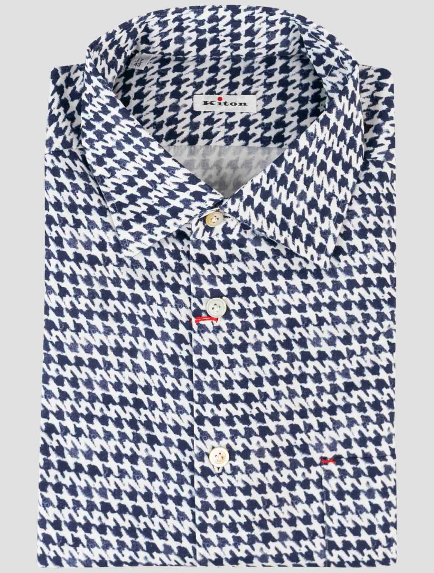 Kiton Blue White Cotton Shirt