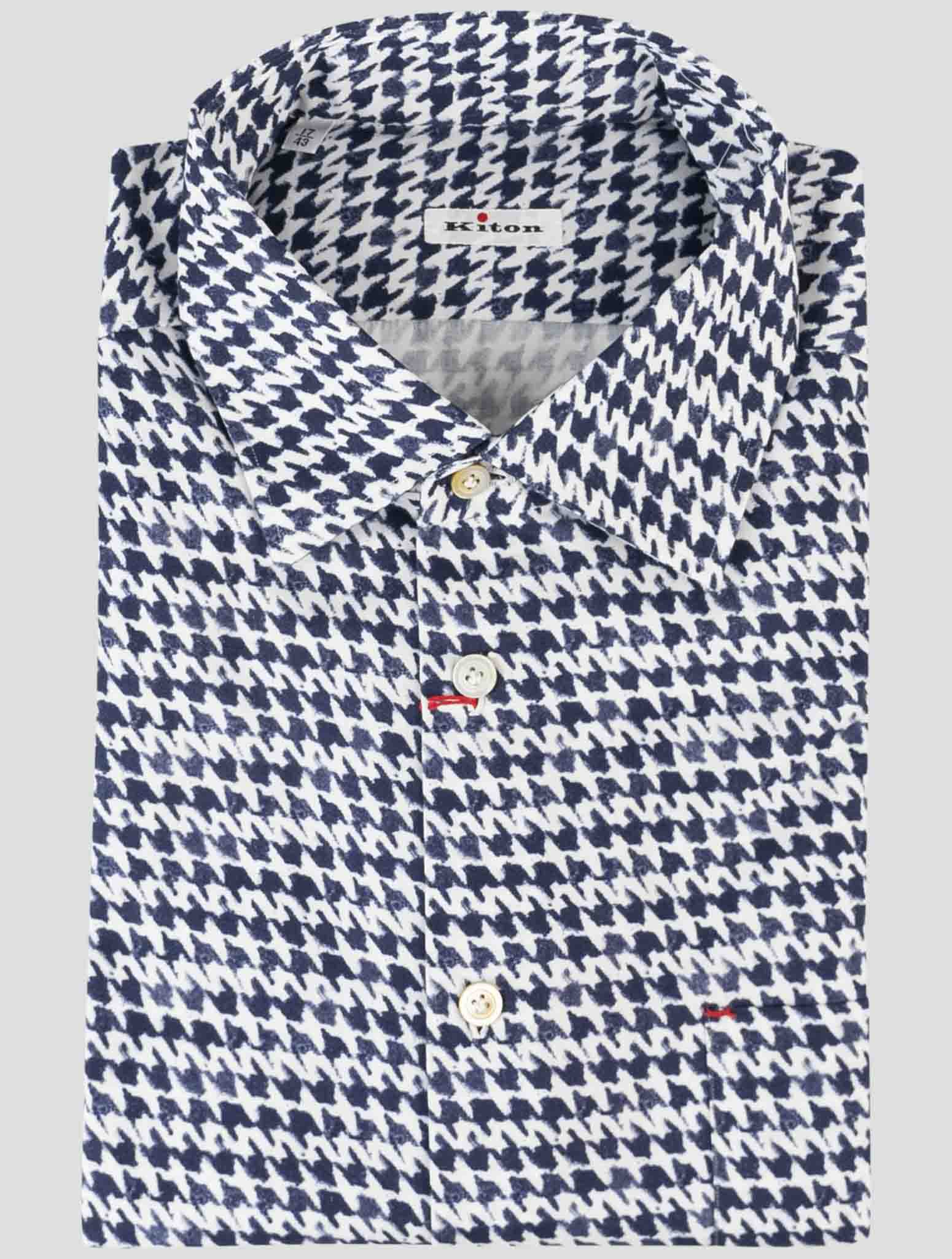 Kiton Blue White Cotton Shirt