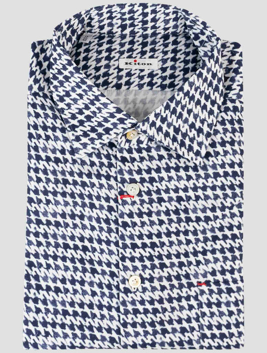 Kiton Blue White Cotton Shirt