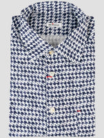 Kiton Blue White Cotton Shirt