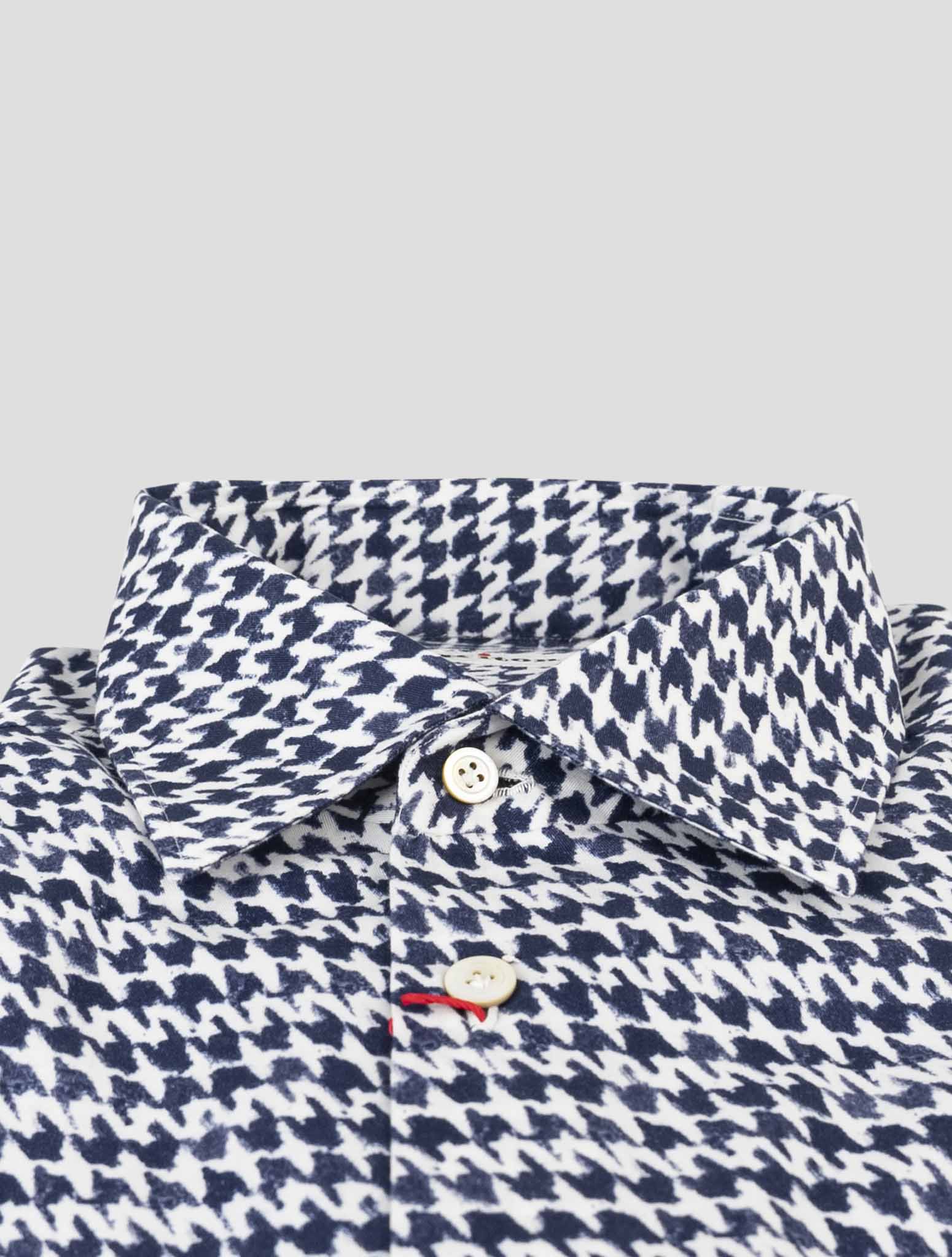 Kiton Blue White Cotton Shirt