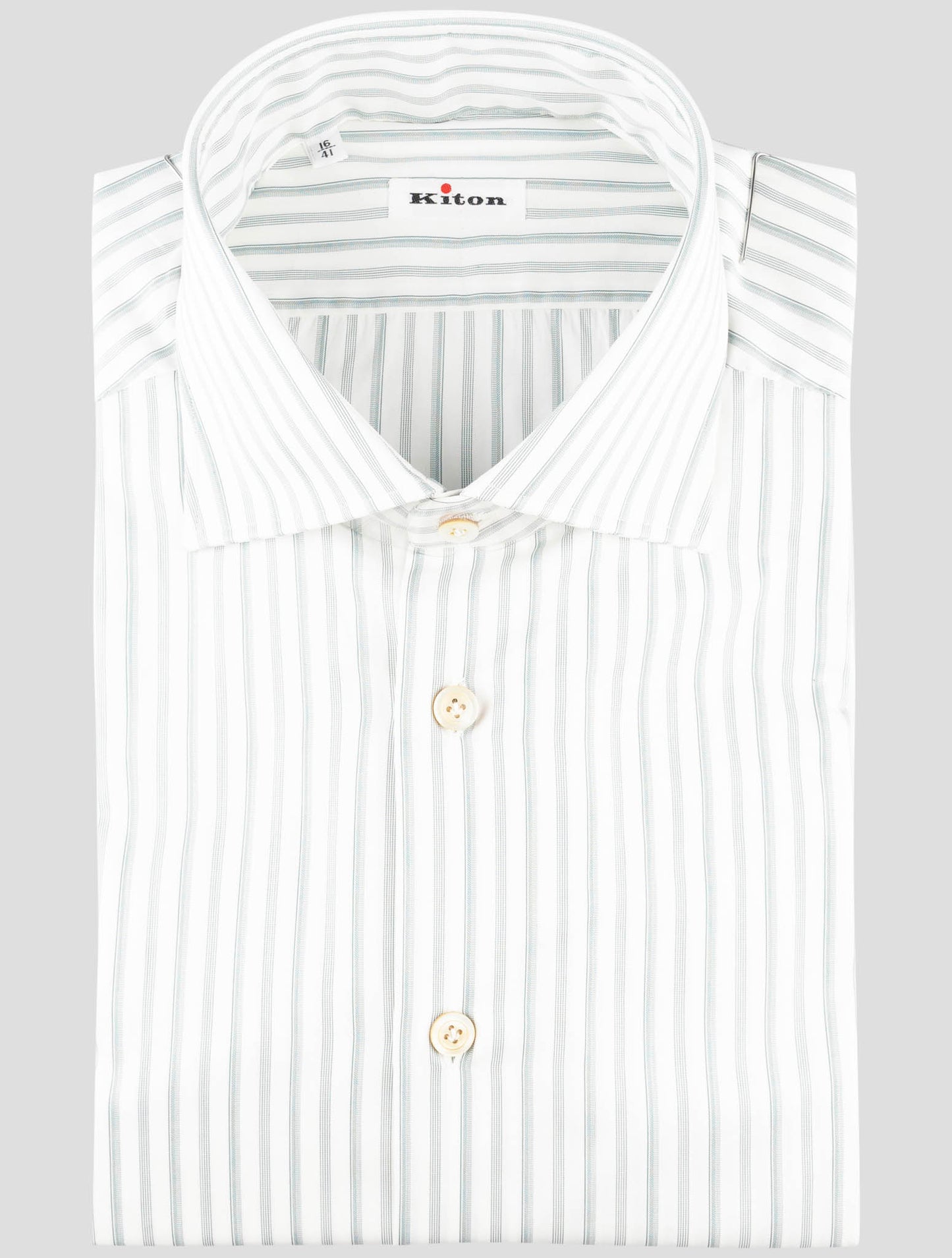 Kiton Blue White Cotton Shirt