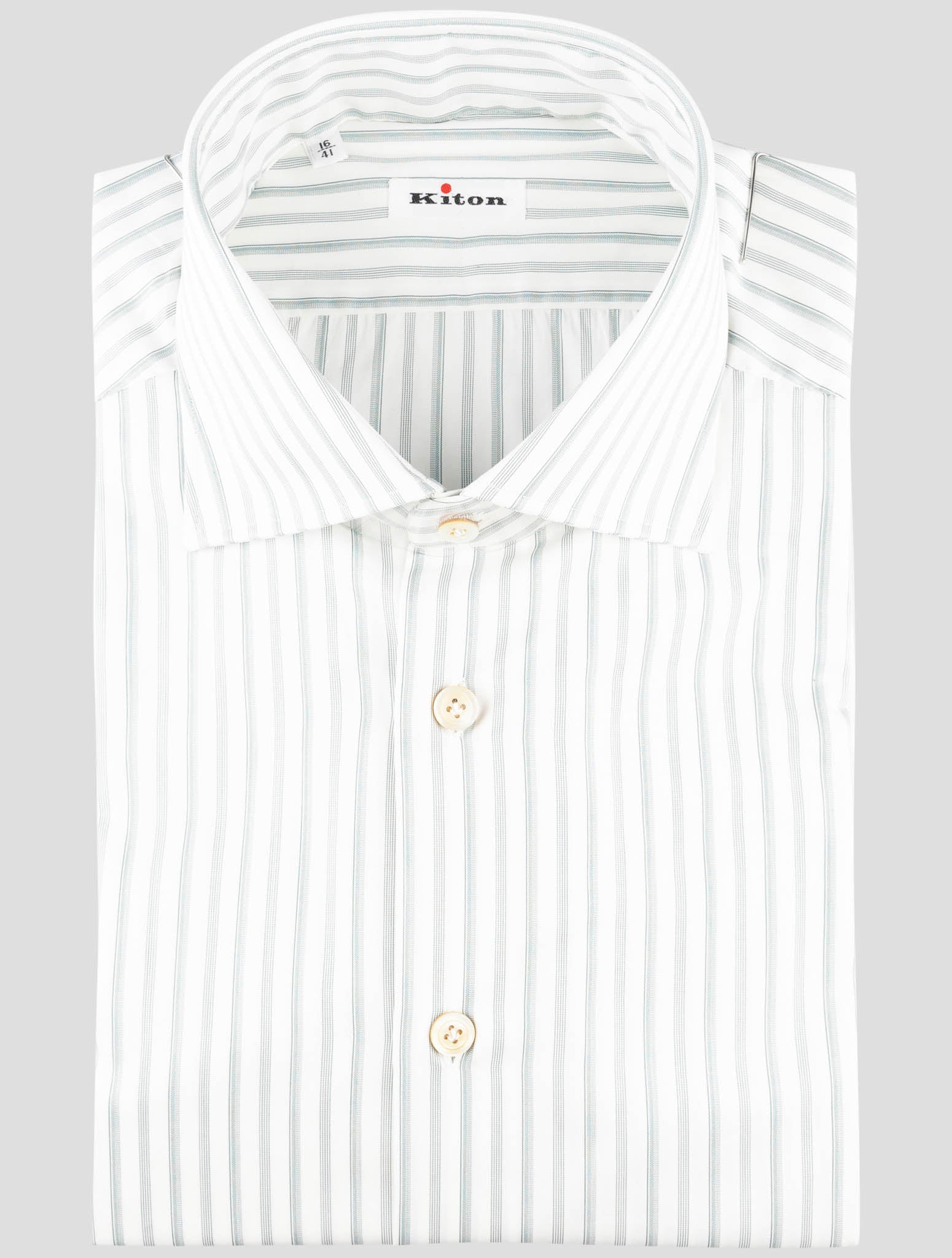 Kiton Blue White Cotton Shirt