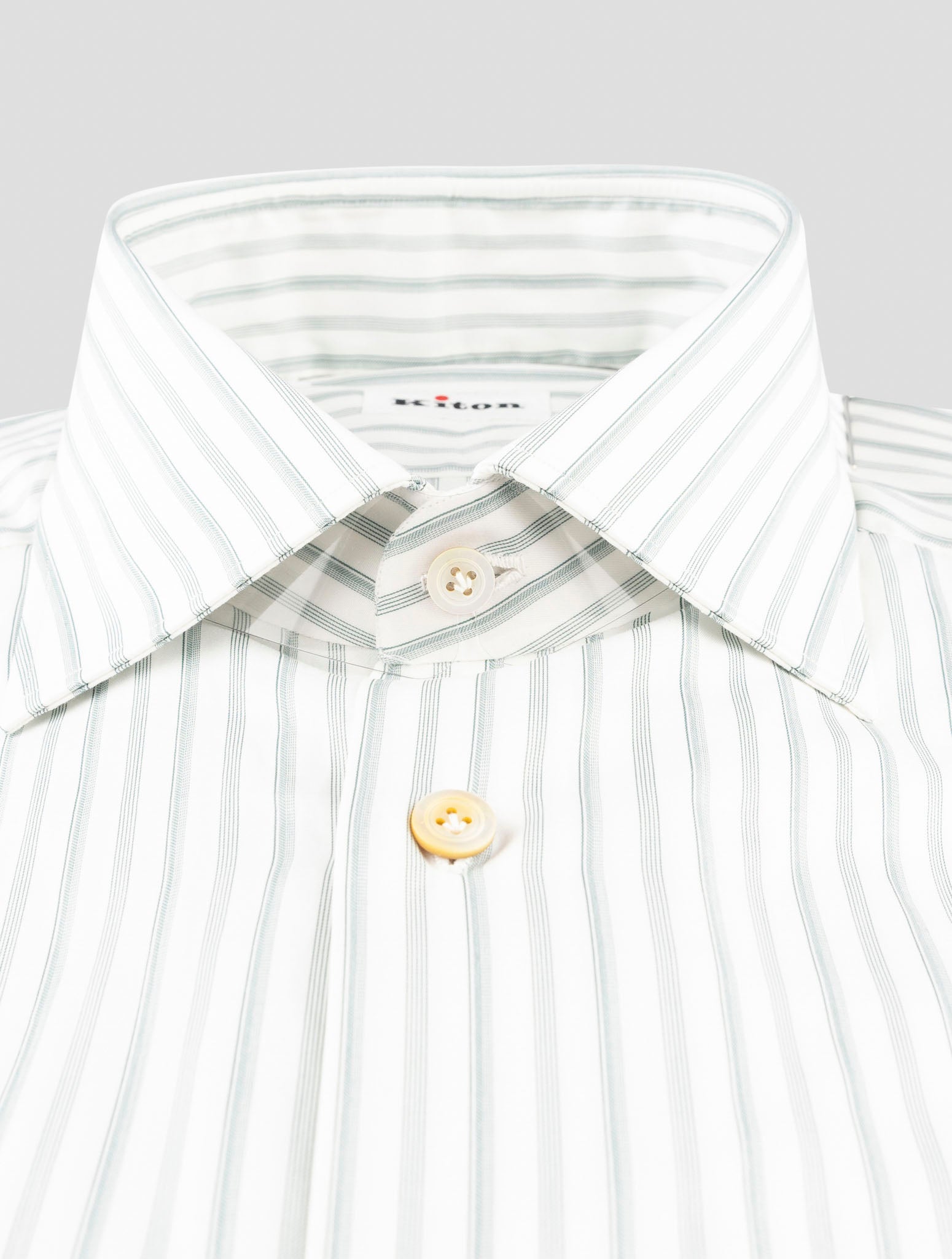 Kiton Blue White Cotton Shirt