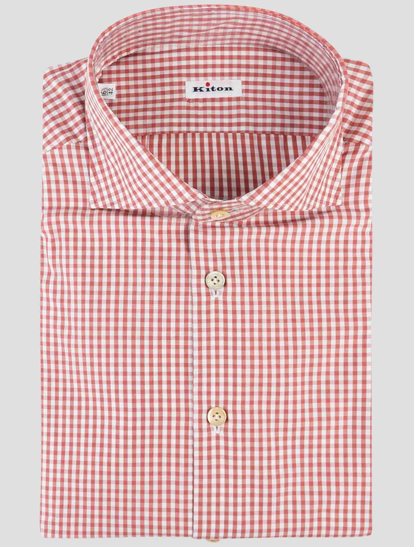 Kiton Red white Cotton Shirt